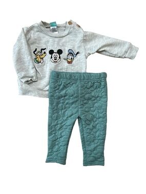 Disney Light Gray Sweatshirt with Teal Quilted Pants